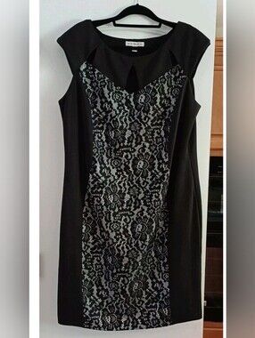 AA Studio Women's Black Lace Sheath Dress Cut-Out Neckline Cocktail 20W